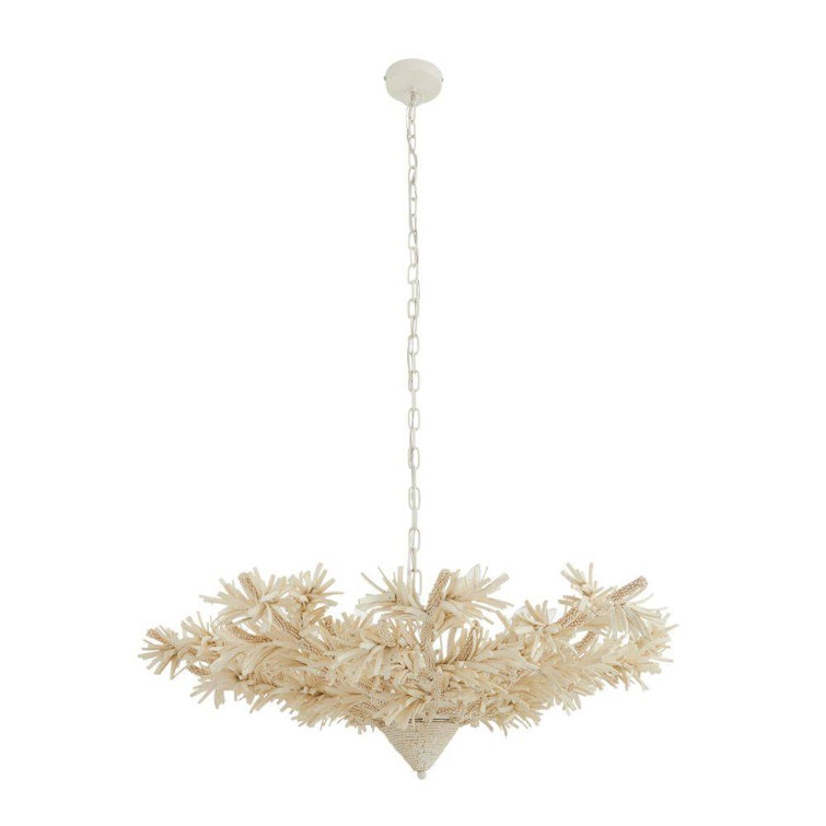 Fernanda White Coconut Shell Bead 8-Light Chandelier