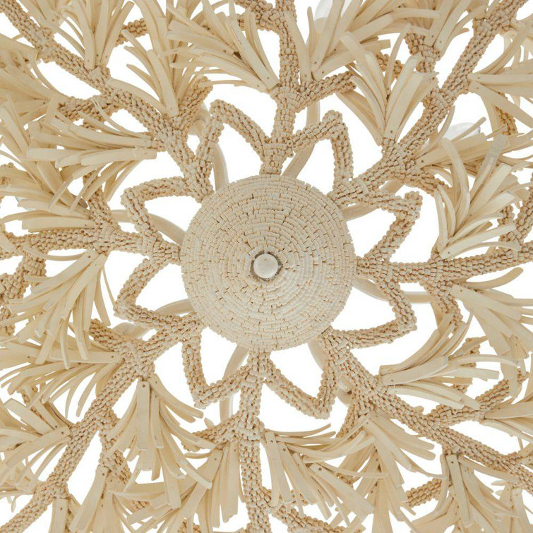Fernanda White Coconut Shell Bead 8-Light Chandelier