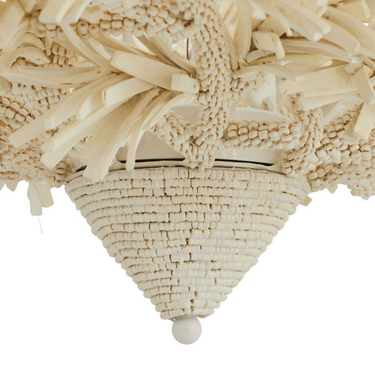 Fernanda White Coconut Shell Bead 8-Light Chandelier