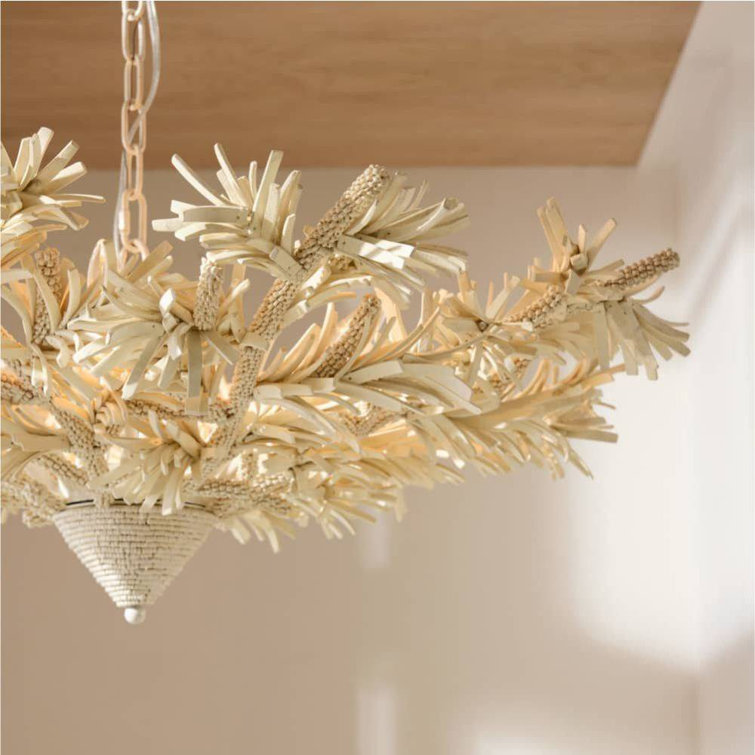 Fernanda White Coconut Shell Bead 8-Light Chandelier