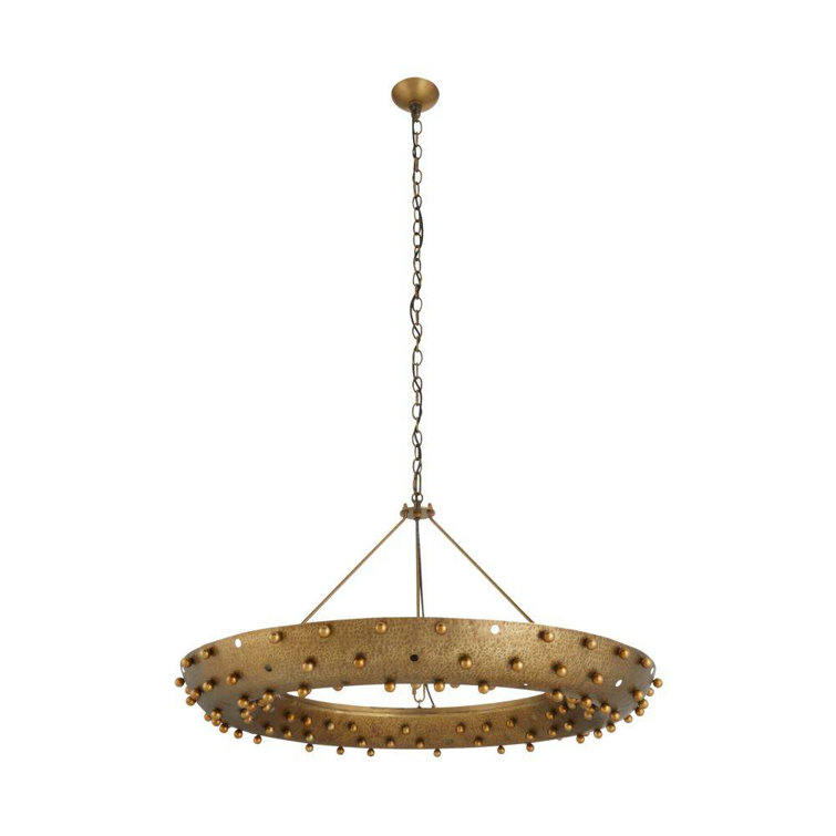 Antique Brass Hardy 9-Light Hammered Surface Chandelier