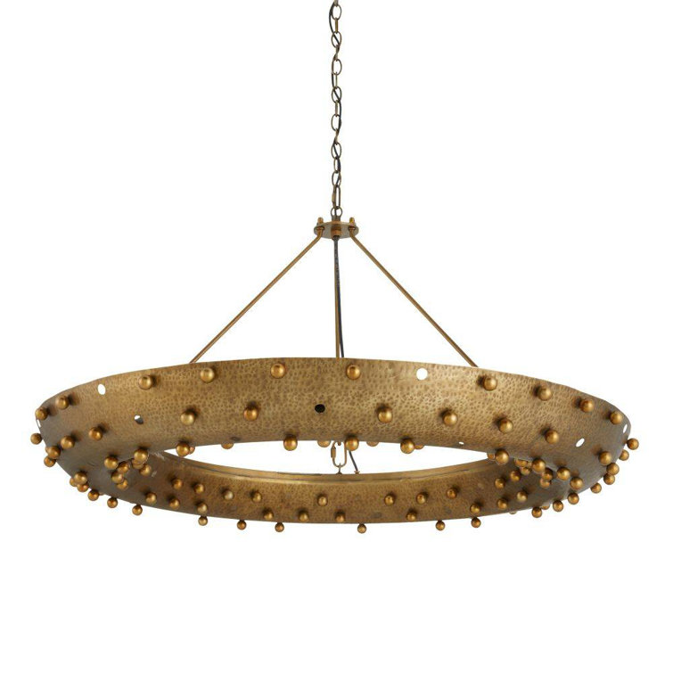 Antique Brass Hardy 9-Light Hammered Surface Chandelier