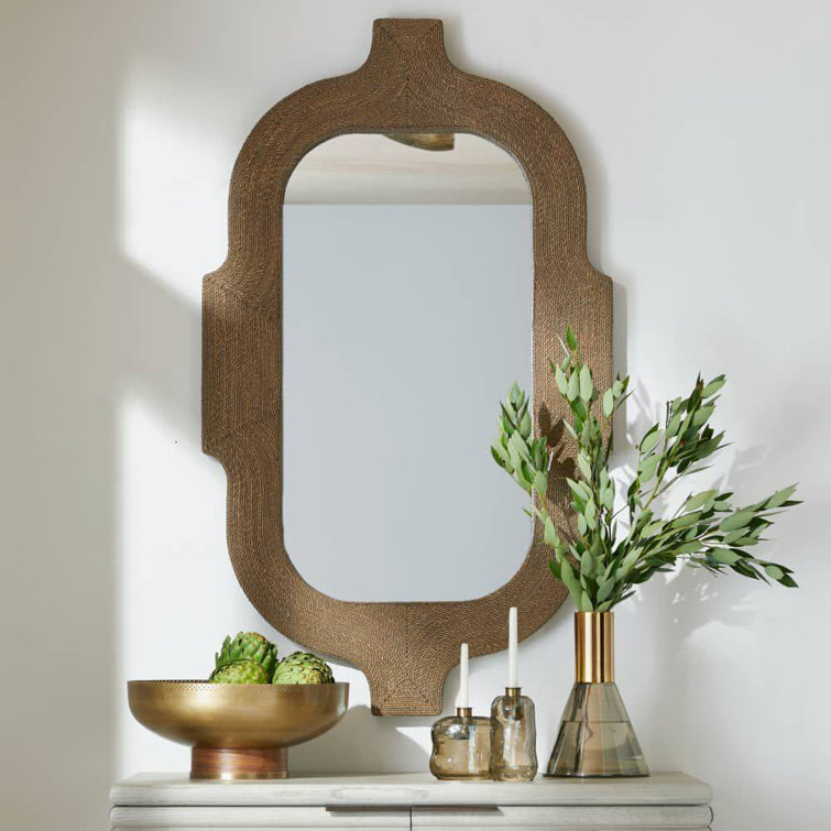 Tobacco Stained Abaca Rope Rectangular Mirror