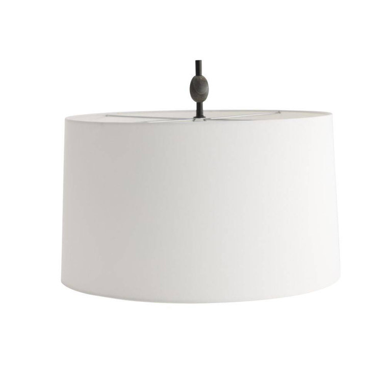 32" White Drum Shade Table Lamp with Iron Grid Base