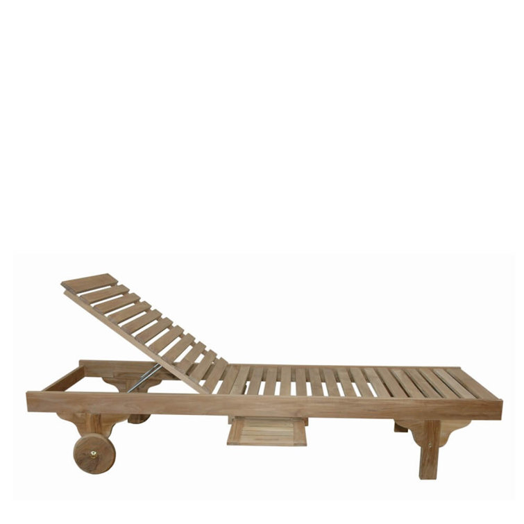 Capri Teak Outdoor Adjustable Chaise Lounge with Blue Cushion