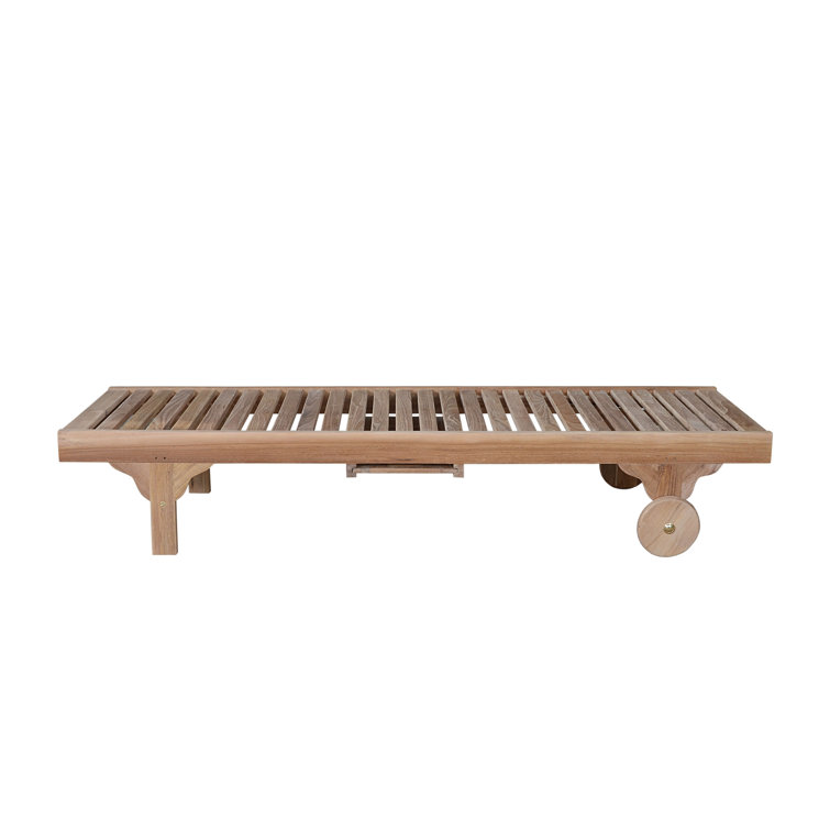 Capri Teak Outdoor Adjustable Chaise Lounge with Blue Cushion