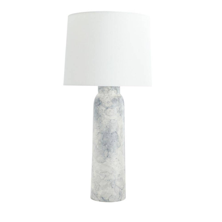 Heather Thundercloud Porcelain Table Lamp with White Linen Shade