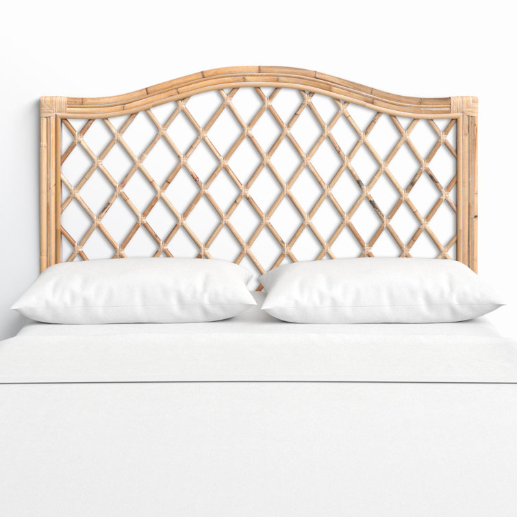 Transitional Full-Size Wicker Headboard in Rich Beige Tones