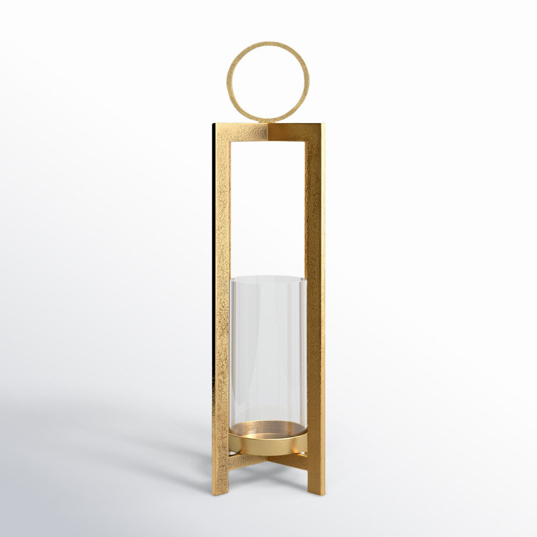 Gold Aluminum and Glass 30.5" Candle Lantern