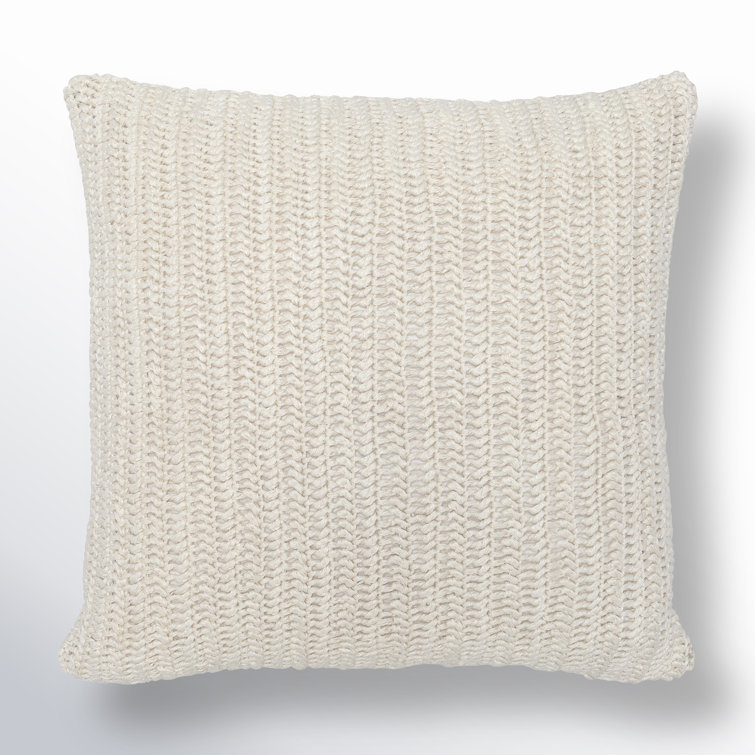 Ivory Knitted Square Throw Pillow 22" x 22"