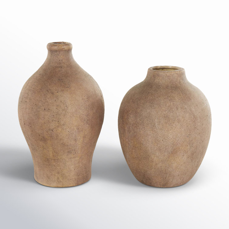 Bentley Brown Ceramic Antique Style Textured Vase Set