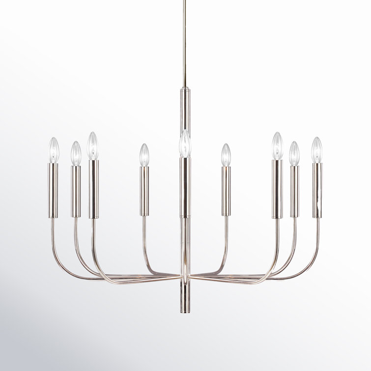Polished Nickel 9-Light Torpedo Candelabra Chandelier