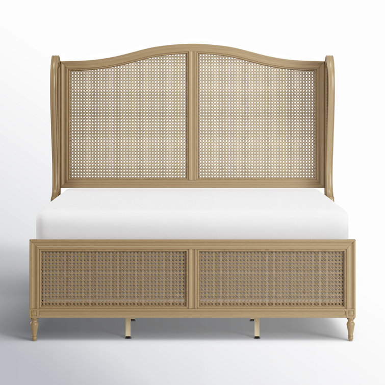 Sausalito Medium Taupe King Bed with Natural Cane Panels