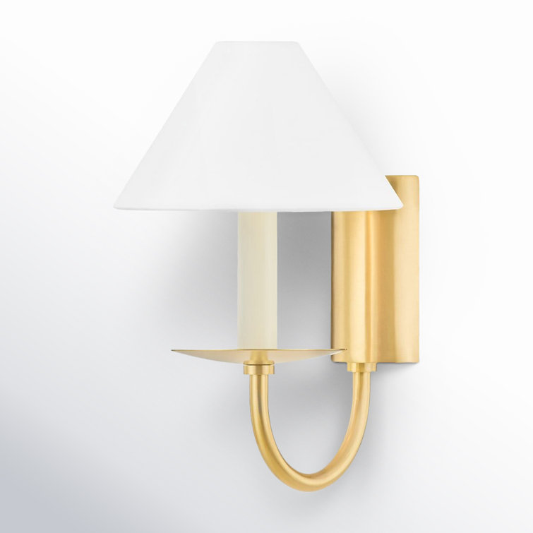 Helio Brass and White Steel Candle Wall Light