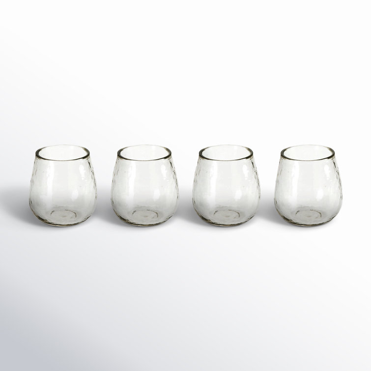 Cloverly Clear Hammered Glass Stemless Wine Glass Set