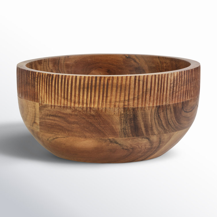 Caleb Natural Acacia Wood Large Salad Serving Bowl