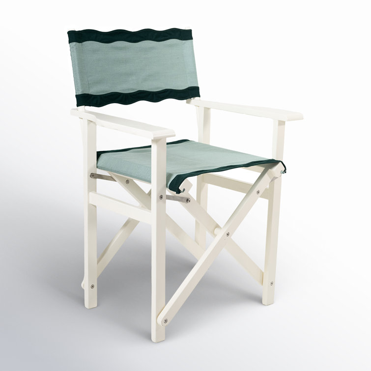 White and Green Hardwood Folding Director's Chair