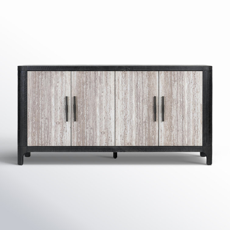 72" Black and Stone Reclaimed Wood Sideboard