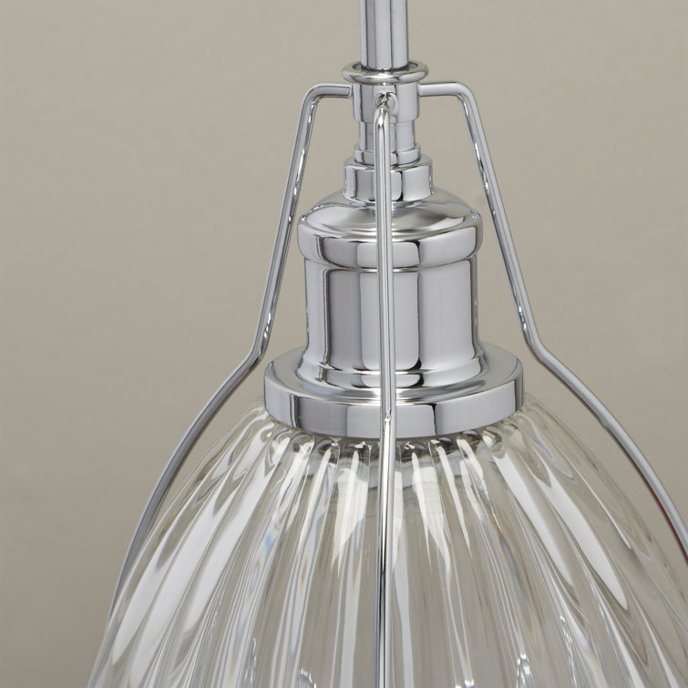 8'' Mini Pendant Light in Dark Brushed Bronze with Ribbed Clear Glass