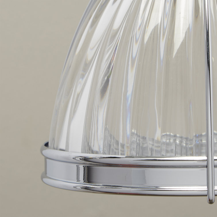 8'' Mini Pendant Light in Dark Brushed Bronze with Ribbed Clear Glass