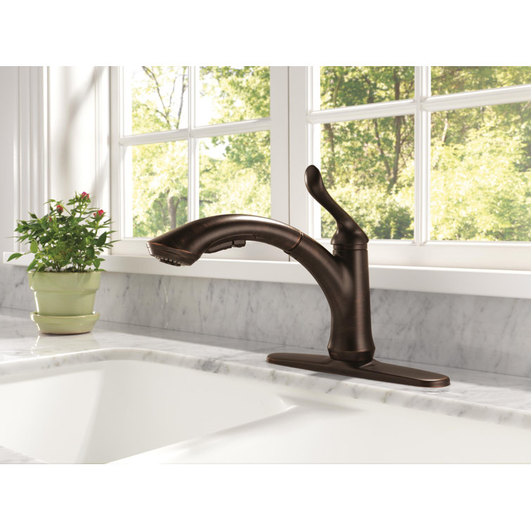 Venetian Bronze Single Handle Pull-Out Kitchen Faucet with Multi-Flow Spray