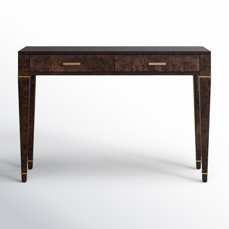 Kai 45" Dark Brown Burl Wood Console Table with Storage