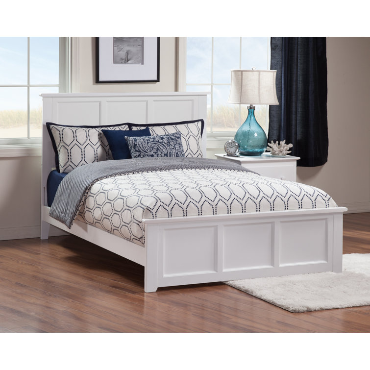 Madison White Full Wood Platform Bed with Headboard and Footboard