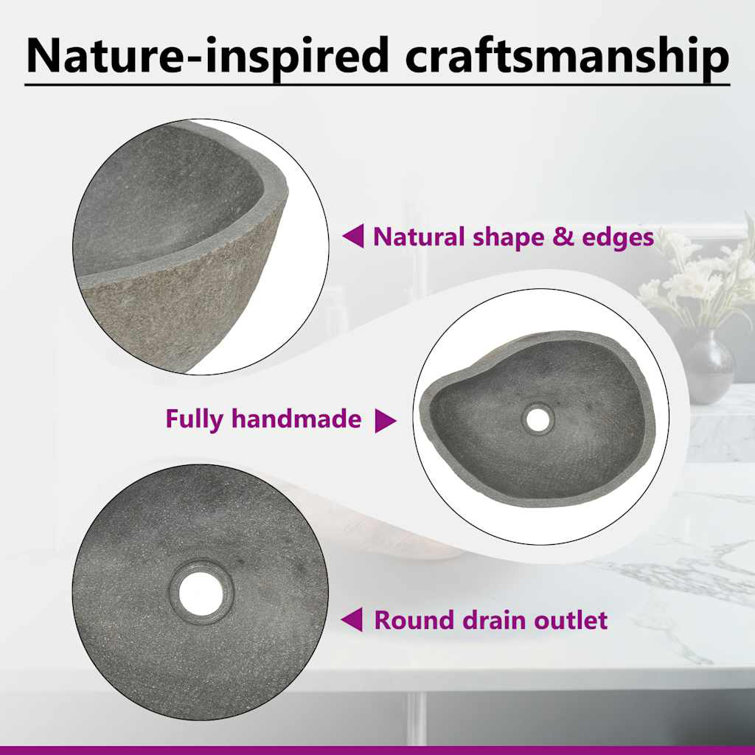 Natural River Stone Oval Bathroom Sink