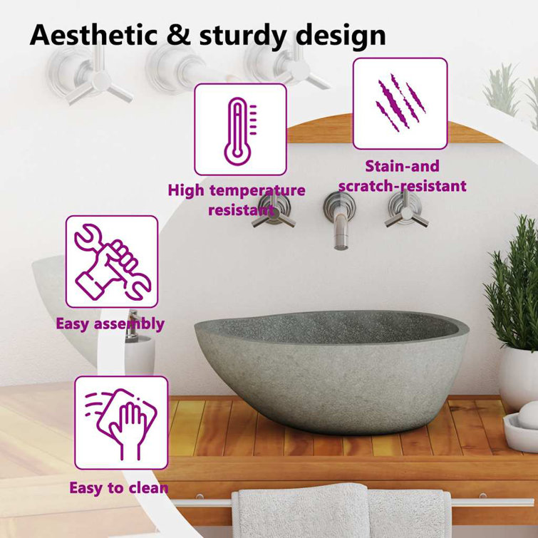 Natural River Stone Oval Bathroom Sink