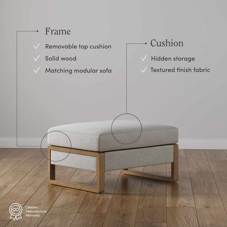Madison Light Brown Linen Upholstered Ottoman with Storage
