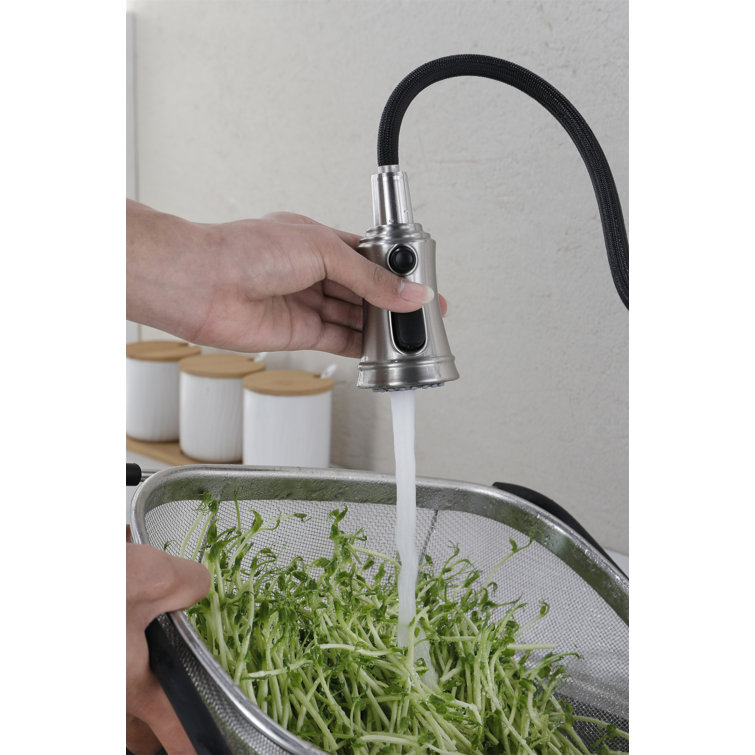 Brushed Nickel Pull-Out Spray Kitchen Faucet with Single Handle