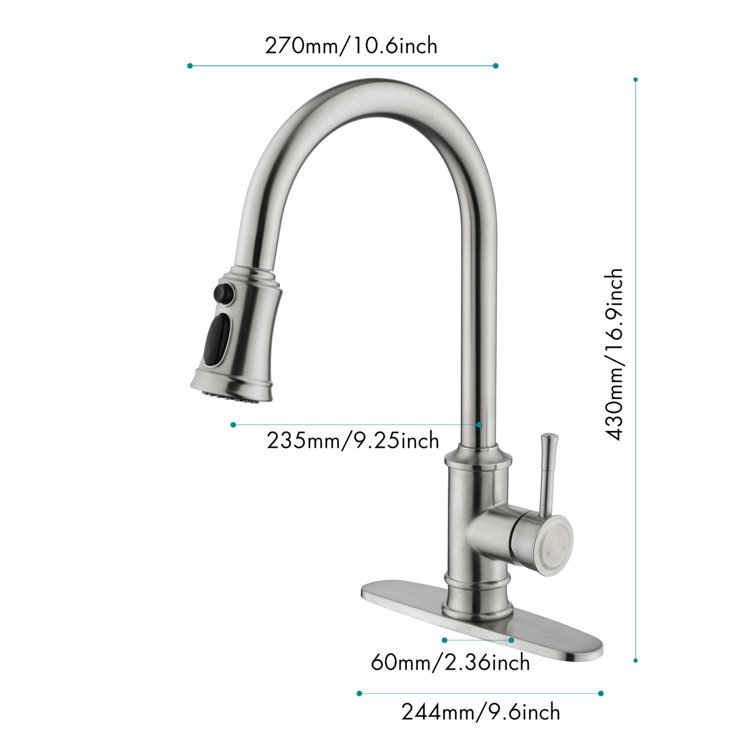 Brushed Nickel Pull-Out Spray Kitchen Faucet with Single Handle