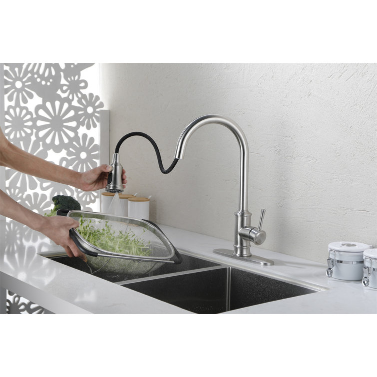 Brushed Nickel Pull-Out Spray Kitchen Faucet with Single Handle