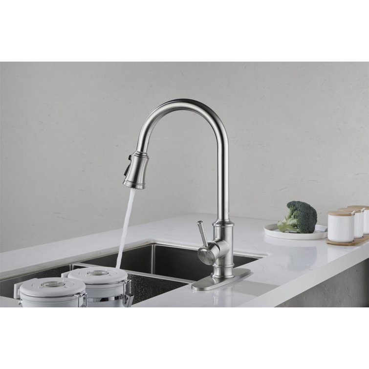 Brushed Nickel Pull-Out Spray Kitchen Faucet with Single Handle
