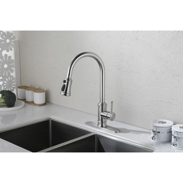 Brushed Nickel Pull-Out Spray Kitchen Faucet with Single Handle