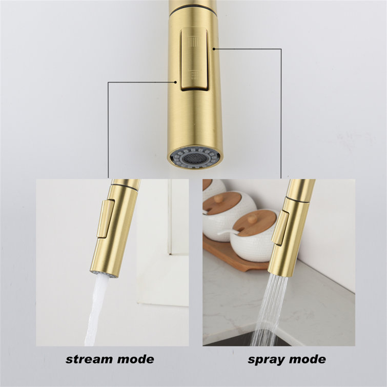 Brushed Gold Stainless Steel Touch Kitchen Faucet with Pull Down Sprayer