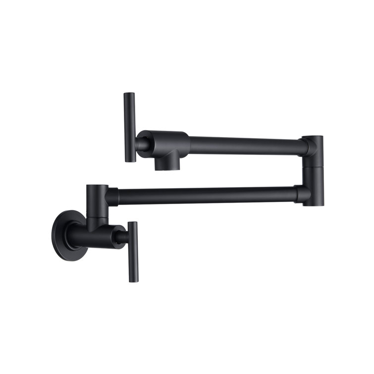 Matte Black Brass and Stainless Steel Wall Mount Pot Filler Faucet