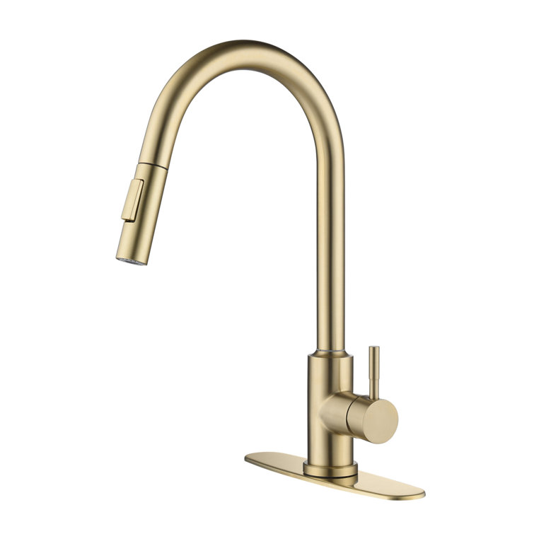 Brushed Gold Stainless Steel Touch Kitchen Faucet with Pull Down Sprayer