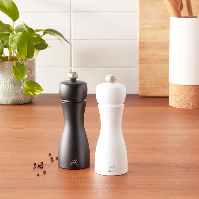 Peugeot Tahiti Duo Black and White Wood Salt and Pepper Mill Set