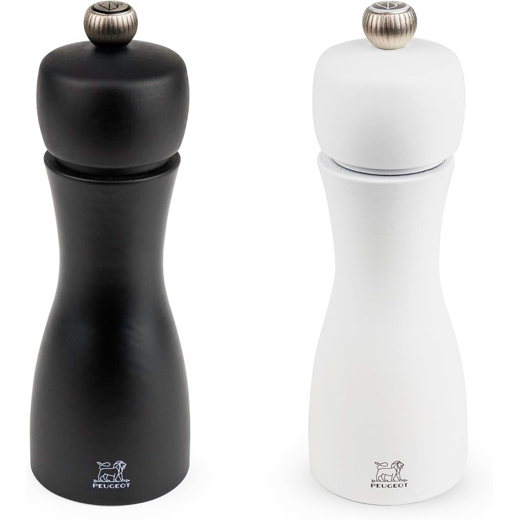 Peugeot Tahiti Duo Black and White Wood Salt and Pepper Mill Set