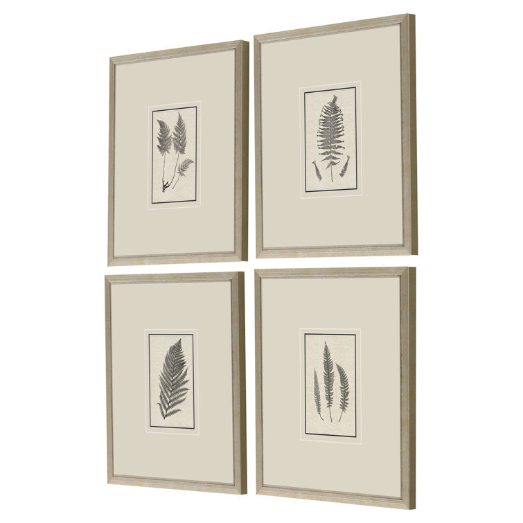 Langdon Petite Ferns Framed Art Set with Champagne Gold Finish