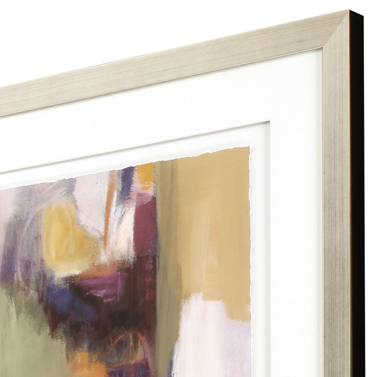 Large Multicolor Abstract Canvas Print with Silver Frame
