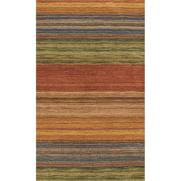 Handwoven Multicolor Stripe Tufted Wool Area Rug 3' x 5'
