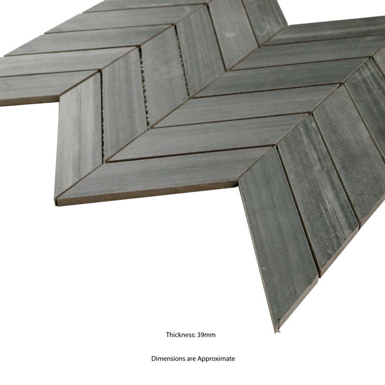 Graphite Matte Porcelain Chevron Mosaic Floor and Wall Tile