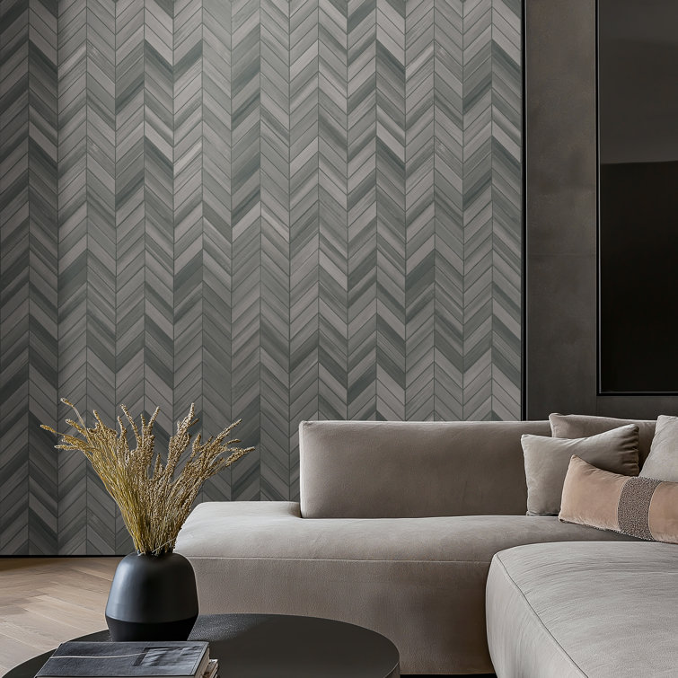 Graphite Matte Porcelain Chevron Mosaic Floor and Wall Tile