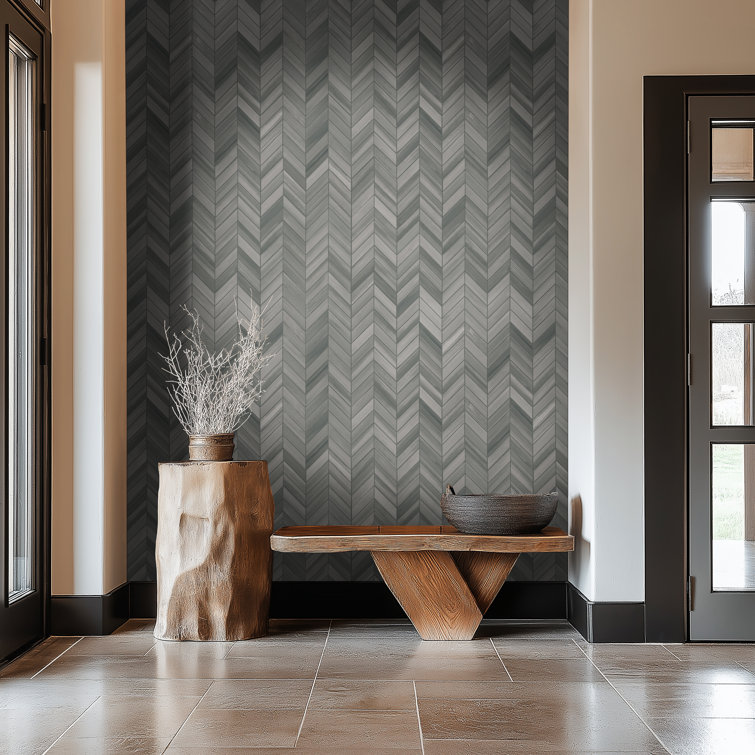 Graphite Matte Porcelain Chevron Mosaic Floor and Wall Tile