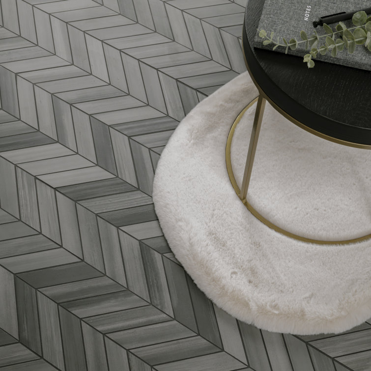 Graphite Matte Porcelain Chevron Mosaic Floor and Wall Tile