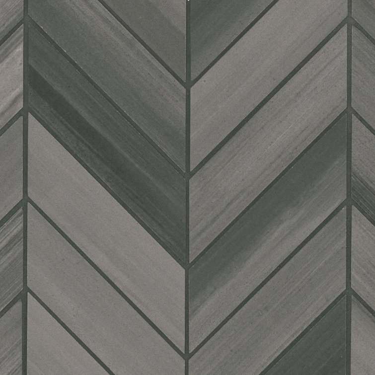 Graphite Matte Porcelain Chevron Mosaic Floor and Wall Tile