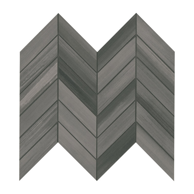 Graphite Matte Porcelain Chevron Mosaic Floor and Wall Tile