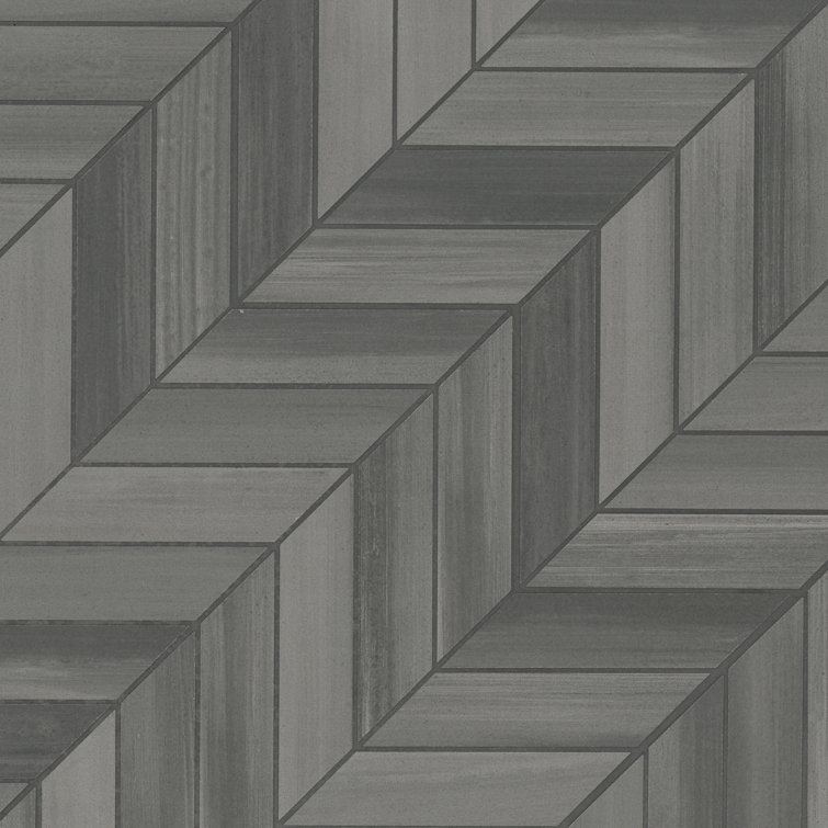 Graphite Matte Porcelain Chevron Mosaic Floor and Wall Tile